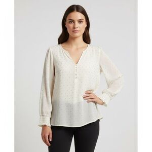 Penningtons in every story sheer cream colour blouse metallic pattern size 0X